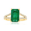 4.00 Carat Emerald and .28 ct. t.w. Diamond Ring in 18kt Yellow Gold