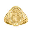 Italian 14kt Yellow Gold Miraculous Medal Signet Ring