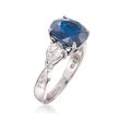 C. 2000 Vintage 4.85 Carat Sapphire and 1.00 ct. t.w. Diamond Ring in 14kt White Gold