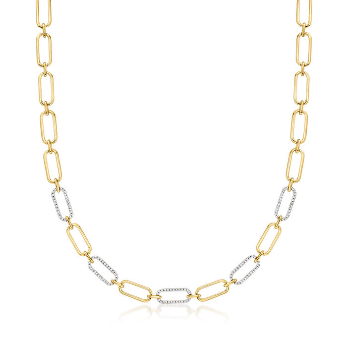 .25 ct. t.w. Diamond Paper Clip Link Necklace in 18kt Gold Over Sterling