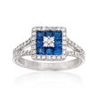 Gregg Ruth .75 ct. t.w. Sapphire and .43 ct. t.w. Diamond Ring in 18kt White Gold