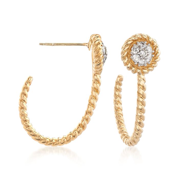 .25 ct. t.w. Diamond J-Hoop Earrings in 14kt Yellow Gold
