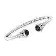 Onyx and .80 ct. t.w. White Topaz Cuff Bracelet in Sterling Silver