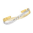 .25 ct. t.w. Diamond Crisscross Cuff Bracelet in Sterling Silver and 18kt Gold Over Sterling