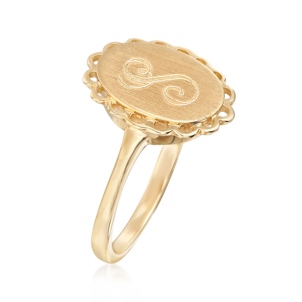14kt Yellow Gold Single Initial Oval Signet Ring | Ross-Simons