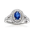 1.00 Carat Sapphire Ring with .49 ct. t.w. Diamonds in 14kt White Gold