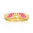 Pink Enamel Floral Ring in 18kt Gold Over Sterling