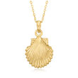 10kt Yellow Gold Scallop Seashell Pendant Necklace