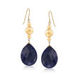 20.00 ct. t.w. Sapphire Drop Earrings in 14kt Yellow Gold