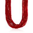 Multi-Strand Red Coral Bead Necklace in 18kt Gold Over Sterling Silver 