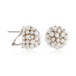 Cultured Pearl and .69 ct. t.w. Diamond Cluster Earrings in 18kt White Gold 