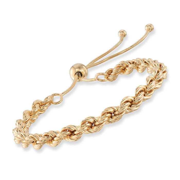 Italian 18kt Gold Over Sterling Rope-Style Bolo Bracelet