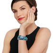 Belle Etoile &quot;Calypso&quot; Turquoise and Multicolored Enamel Cuff Bracelet with .10 ct. t.w. CZ in Sterling Silver