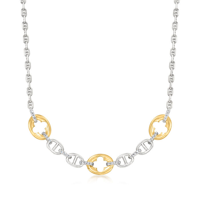 Charles Garnier .30 ct. t.w. CZ Multi-Link Necklace in Two-Tone Sterling Silver