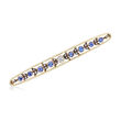 C. 1930 Vintage .25 Carat Diamond and 2.00 ct. t.w. Sapphire Bar Pin with Seed Pearls in 14kt Yellow Gold