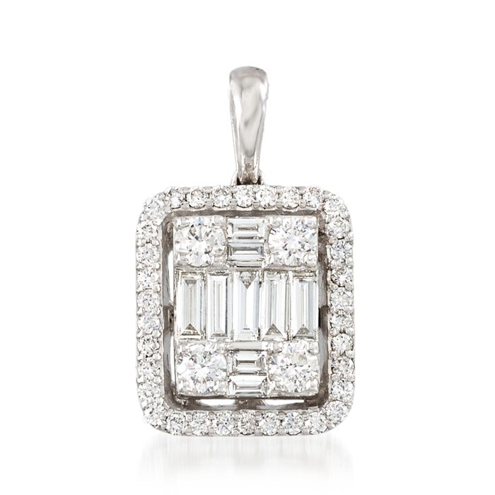 .94 ct. t.w. Baguette and Round Diamond Mosaic Pendant in 18kt White Gold