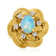 C. 1970 Vintage Opal and .35 ct. t.w. Diamond Ring in 14kt Yellow Gold
