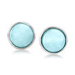 Larimar Jewelry Set: Stud Earrings and Ring in Sterling Silver