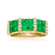 1.70 ct. t.w. Emerald and .16 ct. t.w. Diamond Ring in 14kt Yellow Gold