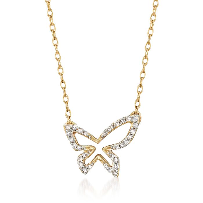 .10 ct. t.w. Diamond Open Butterfly Necklace in 14kt Yellow Gold