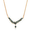 C. 1980 Vintage 7.80 ct. t.w. Sapphire and .25 ct. t.w. Diamond Drop Necklace in 14kt and 18kt Yellow Gold
