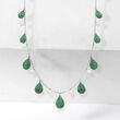 4-5mm Cultured Pearl and 30.00 ct. t.w. Emerald Bead Necklace in Sterling Silver