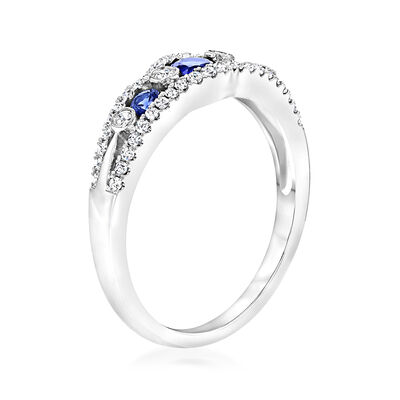.30 ct. t.w. Sapphire and .24 ct. t.w. Diamond Ring in 14kt White Gold