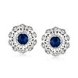 .50 ct. t.w. Sapphire Earrings with Diamond Accents in 14kt White Gold
