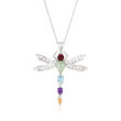 3.40 ct. t.w. Multi-Stone Dragonfly Pendant Necklace in Sterling Silver 