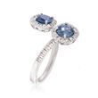 1.20 ct. t.w. Sapphire and .23 ct. t.w. Diamond Bypass Ring in 14kt White Gold