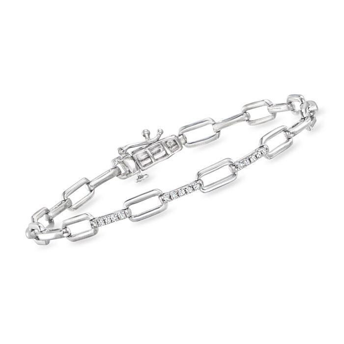 .15 ct. t.w. Diamond Paper Clip Link Bracelet in Sterling Silver