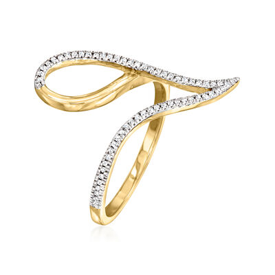 Diamond-Accented Geometric Loop Ring in 10kt Yellow Gold