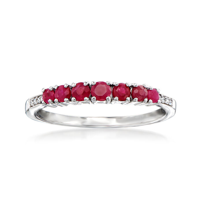 .40 ct. t.w. Ruby Ring with Diamond Accents in 14kt White Gold