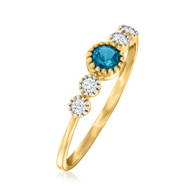 .10 Carat London Blue Topaz and .10 ct. t.w. Diamond Ring in 14kt Yellow Gold