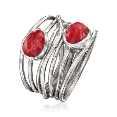 1.20 ct. t.w. Ruby Highway Ring in Sterling Silver