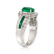 C. 1980 Vintage 1.61 ct. t.w. Emerald and .50 ct. t.w. Diamond Ring in Platinum
