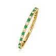.15 ct. t.w. Emerald and .13 ct. t.w. Diamond Eternity Band in 14kt Yellow Gold