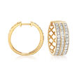 2.00 ct. t.w. Diamond Baguette and Round Diamond Hoop Earrings in 18kt Gold Over Sterling Silver