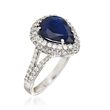 2.90 Carat Sapphire and .86 ct. t.w. Diamond Ring in 18kt White Gold