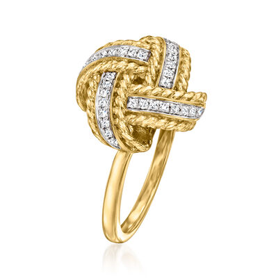 .10 ct. t.w. Diamond Love Knot Ring in 18kt Gold Over Sterling