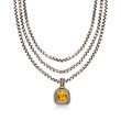 C. 1990 Vintage David Yurman 3.75 Carat Citrine Three-Row Necklace in Sterling Silver with 14kt Yellow Gold