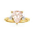 1.00 Carat Morganite Ring with Diamond Accents in 14kt Yellow Gold
