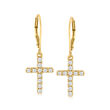 .55 ct. t.w. Diamond Cross Drop Earrings in 14kt Yellow Gold