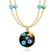Italian Floral Murano Glass Bead Two-Strand Pendant Necklace with 18kt Gold Over Sterling