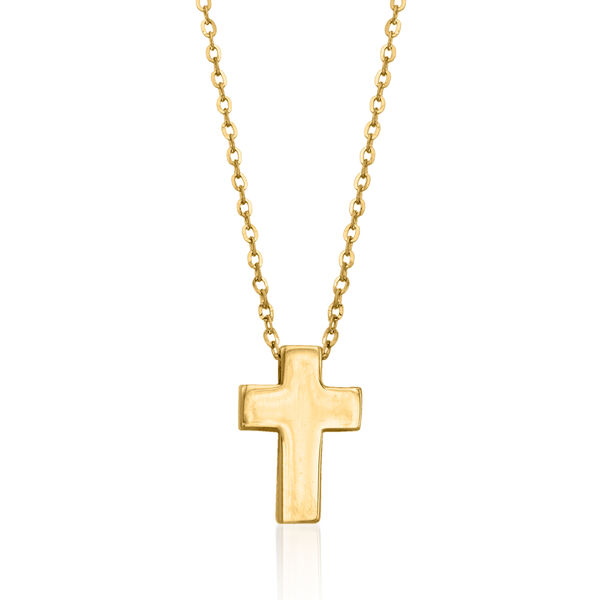 14kt Yellow Gold Cross Pendant Necklace. #893474