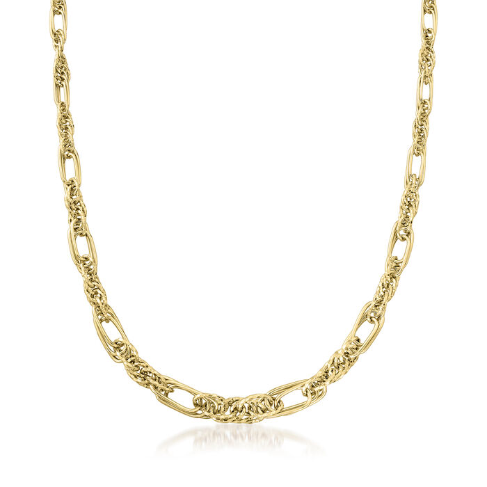 18kt Gold Over Sterling Modified Singapore-Chain Link Necklace