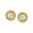 C. 1990 Vintage 1.04 ct. t.w. Yellow and White Diamond Earrings in 18kt Yellow Gold