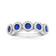 .70 ct. t.w. Simulated Sapphire Five-Stone Ring with .30 ct. t.w. CZs in Sterling Silver