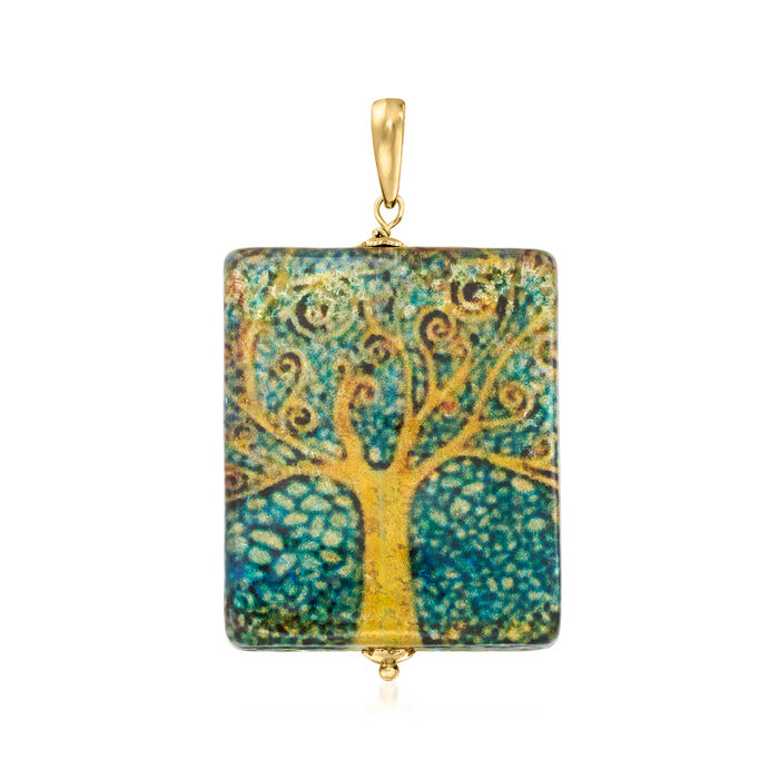 Italian Multicolored Murano Glass Bead &quot;Tree of Life&quot; Pendant with 18kt Gold Over Sterling