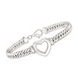 Sterling Silver Cuban-Link Heart Bracelet